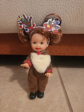 Mattel Kelly Club "Reindeer Chelsie" Doll Ornament With Headband Christmas
